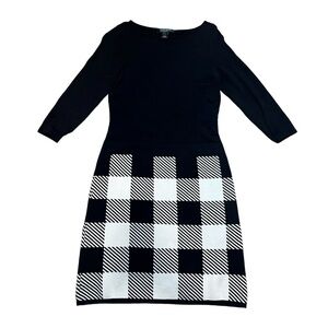 LAUREN RALPH LAUREN PLAID SWEATER DRESS Size: XSMALL Color: Black/Multi